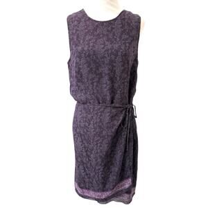 Vintage Ann Taylor Silk Sleeveless Wrap Dress Purple Paisley Apron Tie Skirt 14